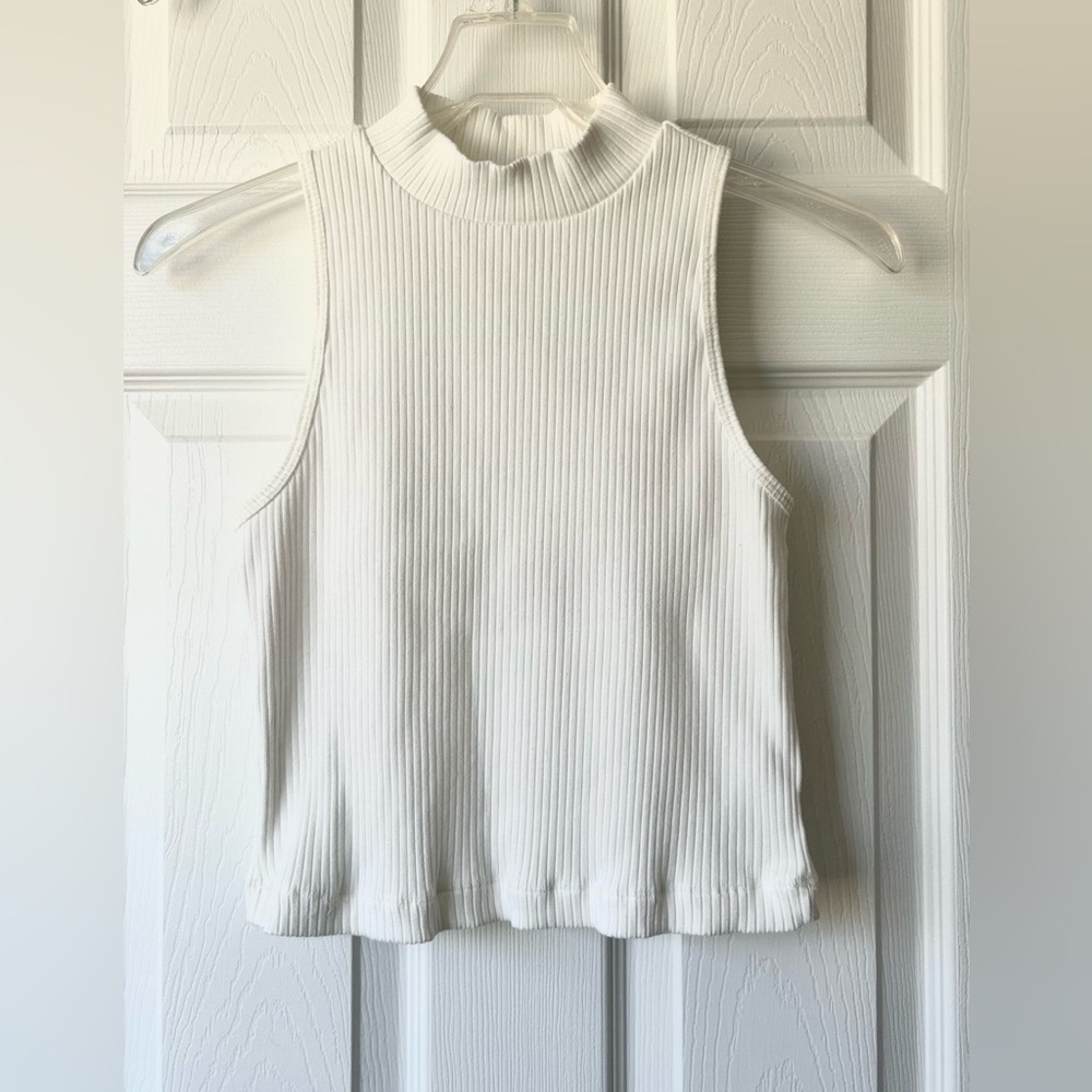 Old Navy Ribbed Mock Neck Tank Top - White Sz XS